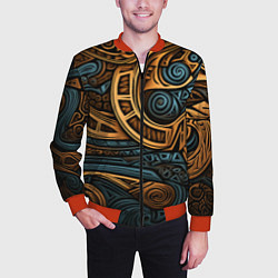 Бомбер мужской Паттерн в викингском стиле, цвет: 3D-красный — фото 2