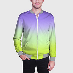 Бомбер мужской Фиолетовый мятный и желто-зеленый градиент, цвет: 3D-меланж — фото 2