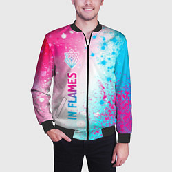 Бомбер мужской In Flames neon gradient style по-вертикали, цвет: 3D-черный — фото 2