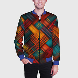 Бомбер мужской Разноцветная клетка в шотландском стиле, цвет: 3D-синий — фото 2