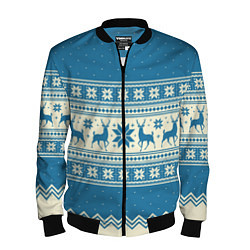 Мужской бомбер Sweater with deer on a blue background