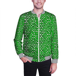 Бомбер мужской Белые пузырьки на зелёном фоне, цвет: 3D-меланж — фото 2