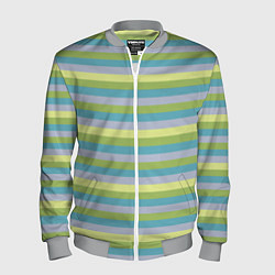 Мужской бомбер Серый и лимонный полосатый
