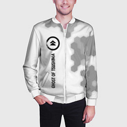 Бомбер мужской Ghost of Tsushima glitch на светлом фоне по-вертик, цвет: 3D-белый — фото 2