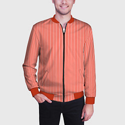 Бомбер мужской Красно-белая вертикальная полоса, цвет: 3D-красный — фото 2