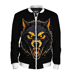 Бомбер мужской Волк чёрный хищник, цвет: 3D-белый