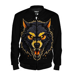Бомбер мужской Волк чёрный хищник, цвет: 3D-черный