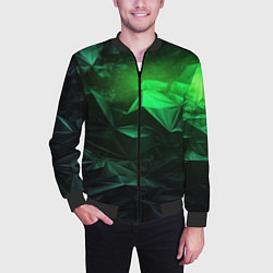 Бомбер мужской Глубина зеленого абстракции, цвет: 3D-черный — фото 2