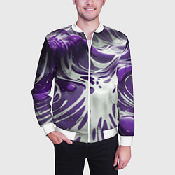 Бомбер мужской Бело-фиолетовая краска, цвет: 3D-белый — фото 2