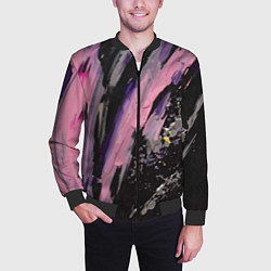 Бомбер мужской Pink abstraction on black, цвет: 3D-черный — фото 2