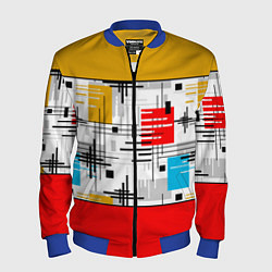 Бомбер мужской Узор красного горчичного цвета, цвет: 3D-синий
