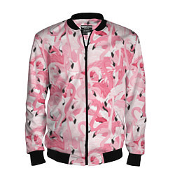 Бомбер мужской Стая розовых фламинго, цвет: 3D-черный