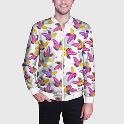 Бомбер мужской Разноцветный банан, цвет: 3D-белый — фото 2
