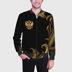 Бомбер мужской Герб России и золотистый узор, цвет: 3D-черный — фото 2