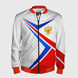 Бомбер мужской Герб РФ - классические цвета флага, цвет: 3D-красный