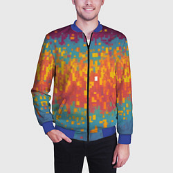 Бомбер мужской Разноцветные пиксели, цвет: 3D-синий — фото 2