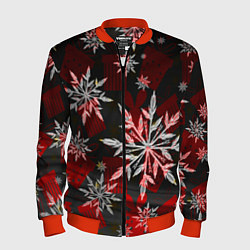 Бомбер мужской Рождественские снежинки, цвет: 3D-красный