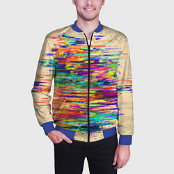 Бомбер мужской Разноцветный глитч, цвет: 3D-синий — фото 2