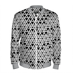 Бомбер мужской Треугольники чёрные и белые, цвет: 3D-меланж
