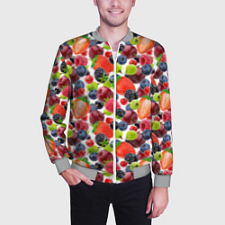 Бомбер мужской Разные ягоды, цвет: 3D-меланж — фото 2