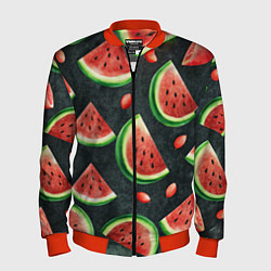 Мужской бомбер Паттерн красные дольки арбуза