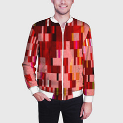 Бомбер мужской Красный глитч, цвет: 3D-белый — фото 2