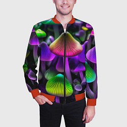 Бомбер мужской Люминесцентные грибы, цвет: 3D-красный — фото 2