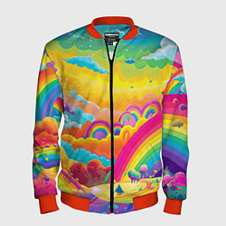 Бомбер мужской Мир радуги и ярких красок, цвет: 3D-красный