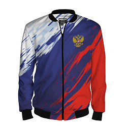 Бомбер мужской Россия Sport брызги красок триколор, цвет: 3D-черный