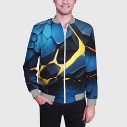 Бомбер мужской Желтая лава на синих плитах, цвет: 3D-меланж — фото 2