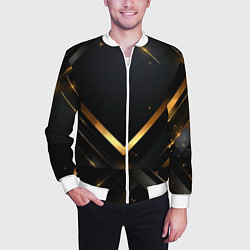 Бомбер мужской Gold luxury black abstract, цвет: 3D-белый — фото 2
