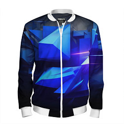 Бомбер мужской Black blue background abstract, цвет: 3D-белый