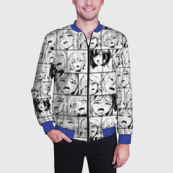 Бомбер мужской Ahegao pattern, цвет: 3D-синий — фото 2