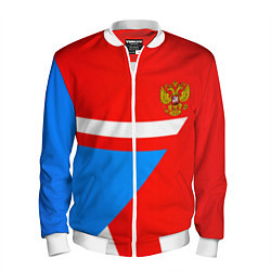 Бомбер мужской Герб России звезда спорт, цвет: 3D-белый
