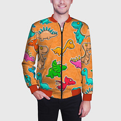 Бомбер мужской Маленькие динозавры, цвет: 3D-красный — фото 2