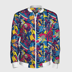 Мужской бомбер Езда на велосипеде BMX в стиле комиксов