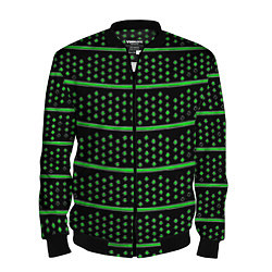 Бомбер мужской Зелёные круги и полосы, цвет: 3D-черный