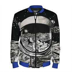 Бомбер мужской Космонавт в черно-белом мире, цвет: 3D-синий