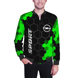 Бомбер мужской Opel green sport hexagon, цвет: 3D-черный — фото 2