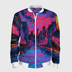 Мужской бомбер Город в психоделических цветах