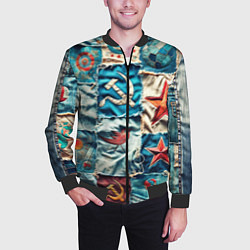 Бомбер мужской Пэчворк джинсы из СССР, цвет: 3D-черный — фото 2