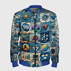 Бомбер мужской Пэчворк деним из девяностых, цвет: 3D-синий