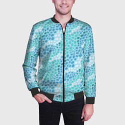 Бомбер мужской Океанские волны из синих и бирюзовых камней, цвет: 3D-черный — фото 2