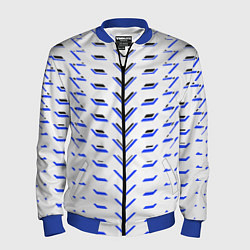 Бомбер мужской Чёрные и синие полосы на белом фоне, цвет: 3D-синий