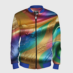 Бомбер мужской Жидкий радужный металл, цвет: 3D-синий