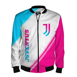 Бомбер мужской Juventus neon gradient style вертикально, цвет: 3D-черный
