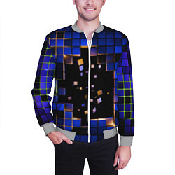 Бомбер мужской Окно в пространство - синие кубы, цвет: 3D-меланж — фото 2