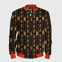 Бомбер мужской Коричневые кирпичики на чёрном фоне, цвет: 3D-красный