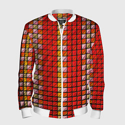 Бомбер мужской Красные плитки, цвет: 3D-белый