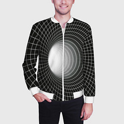 Бомбер мужской Червоточина - белая сетка на черном, цвет: 3D-белый — фото 2